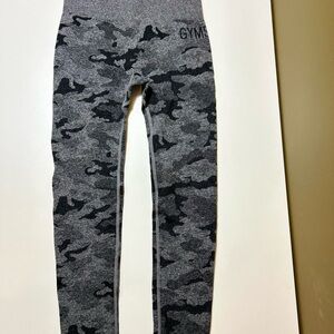 Gymshark Gray and Black Camouflage Leggings